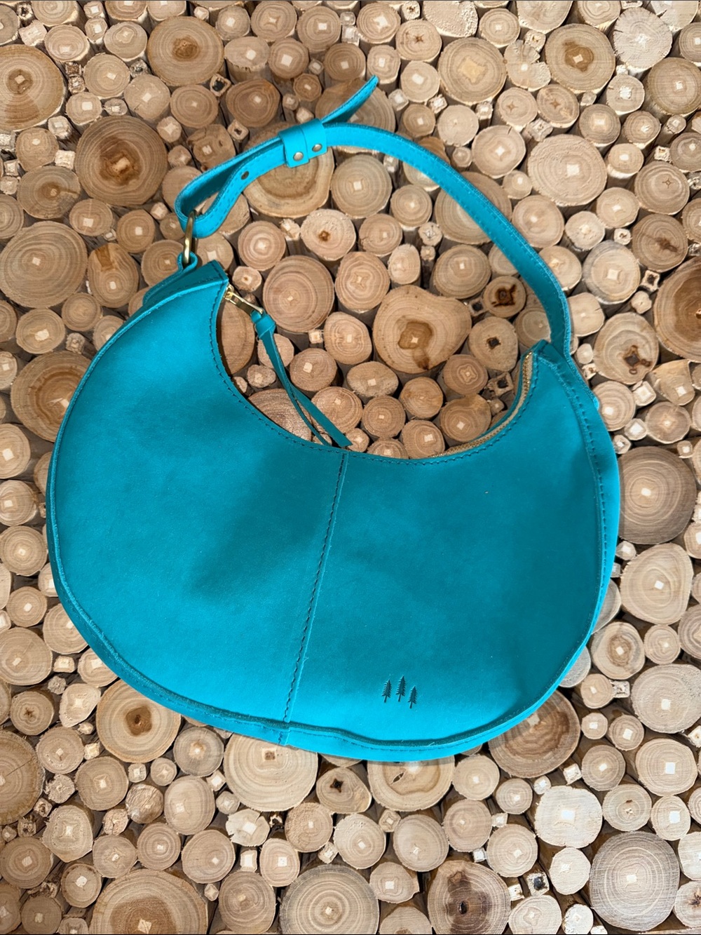 Portland Leather Teal Crescent Shoulder Bag